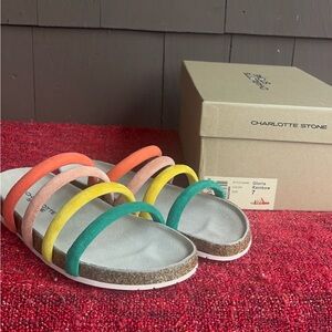 Colorful Charlotte Stone Multi-Color Suede Slide Sandal